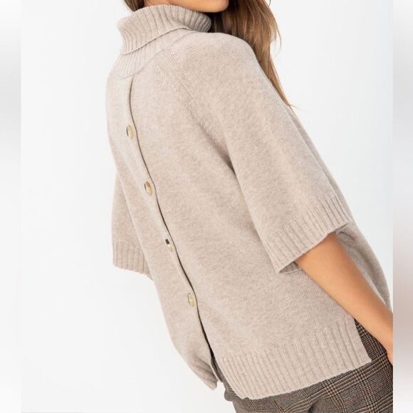 MaxMara Weekend Virgin Wool Knit beige oversized short sleeve Sweater size S - Picture 3 of 12